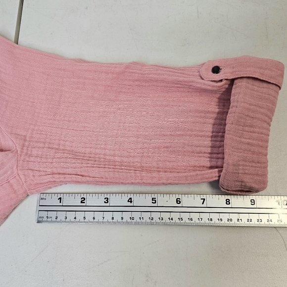 Soft Surroundings Small Lagenlook Pink Cotton Gauzy Half Buttondown Tunic Dress - Picture 11 of 15